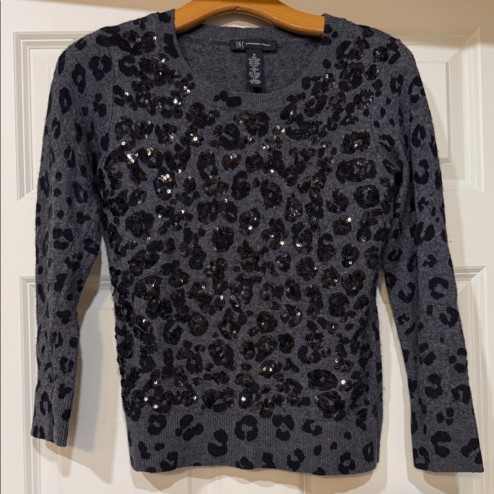 INC International Concepts Black and Gray Sequin Sweater